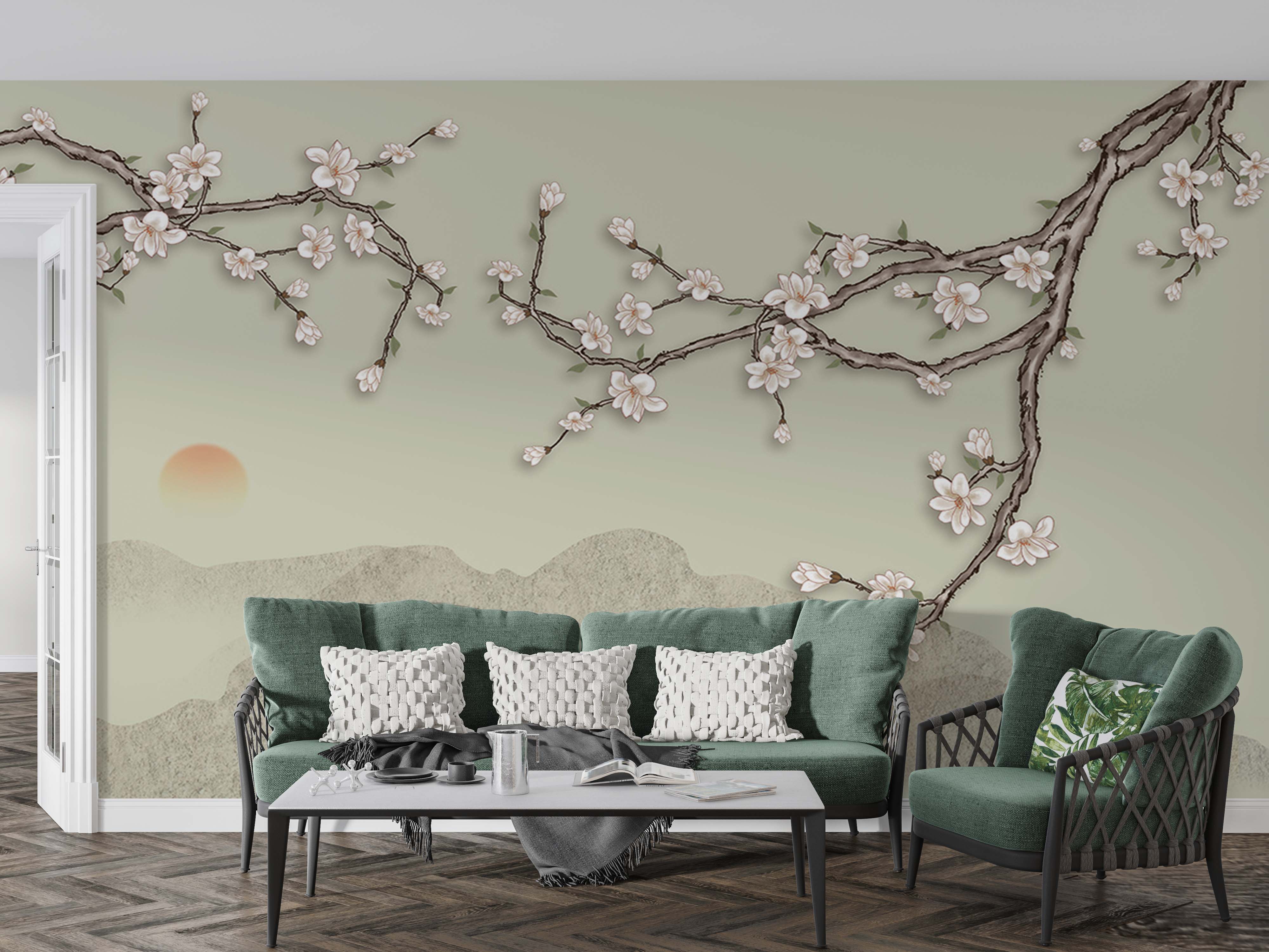 pink-and-green-tropical-leaf-design-square-wall-murals